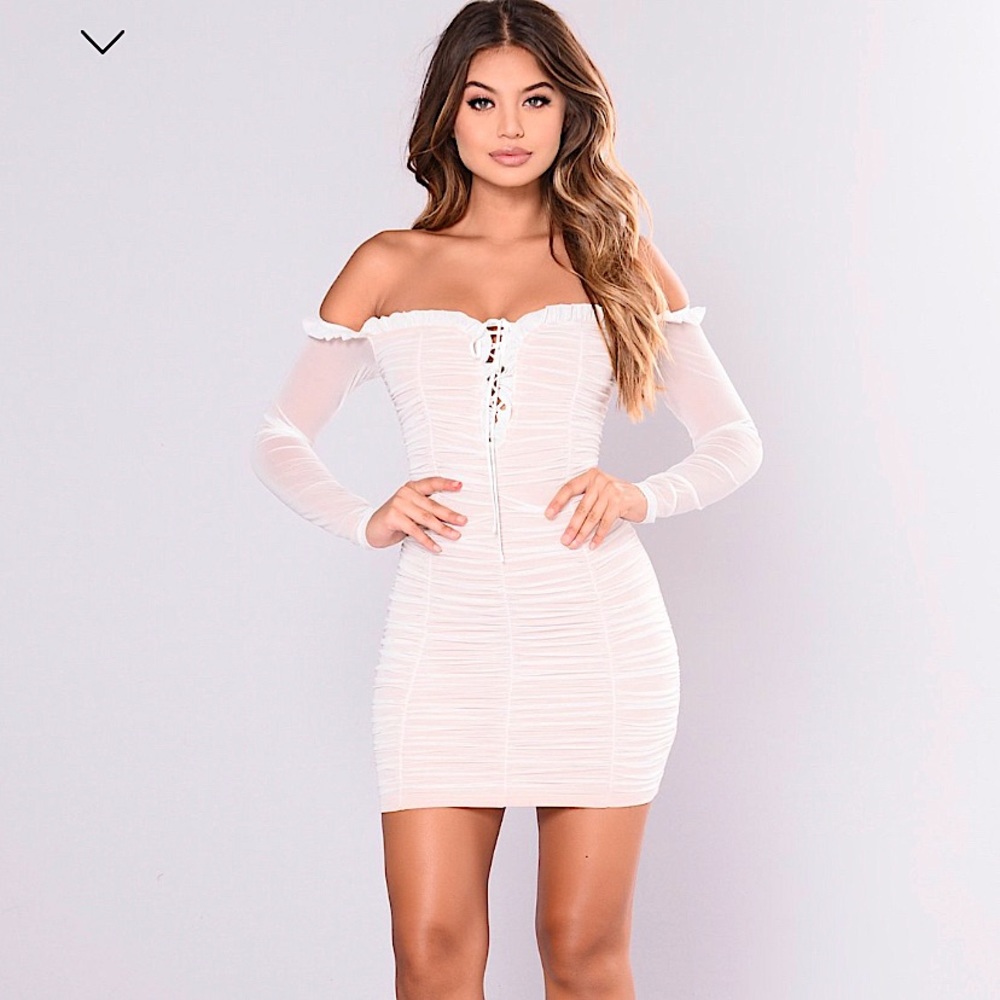 FashionNova Maura Mesh Dress-White